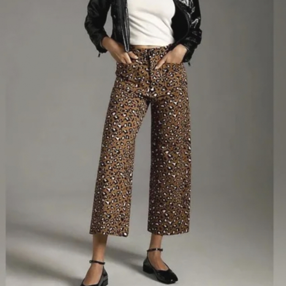 Leopard Print Wide-Leg Pants